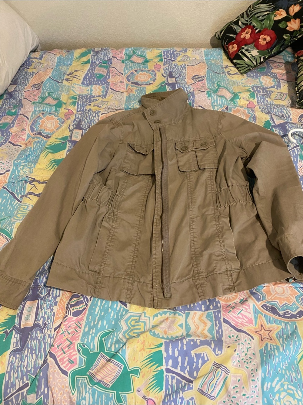 Old Navy Olive Utility Jacket with Cinched Waist